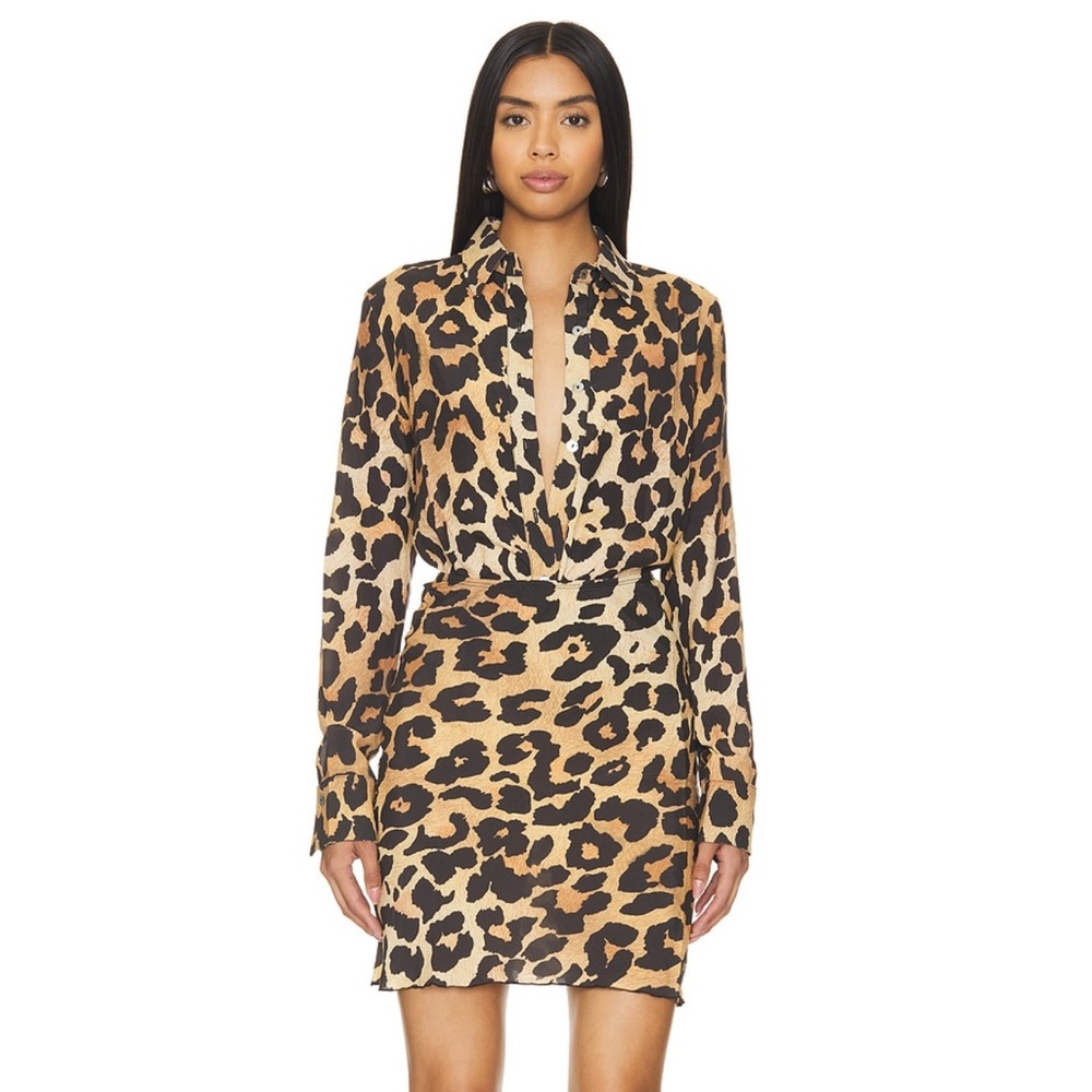 NWOT Musier Paris leopard print skirt set size 34/2 - XS in top and skirt